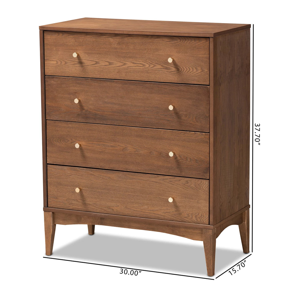 Ash Walnut Finished Wood 4-Drawer Chest C948