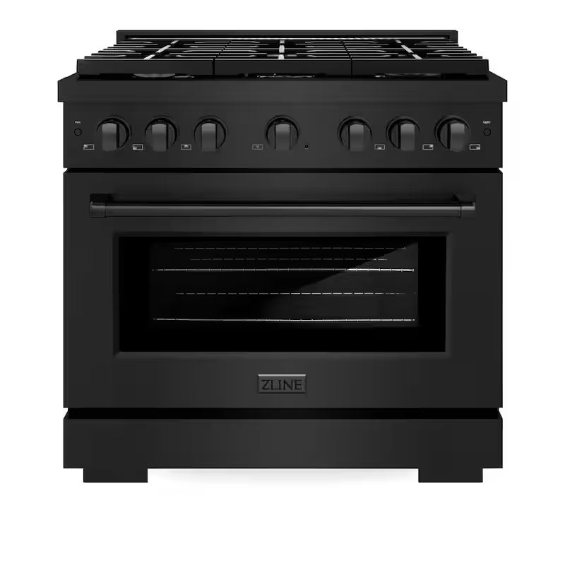 6 Burner Freestanding Gas Range with Convection Oven in Black Stainless Steel N819721
