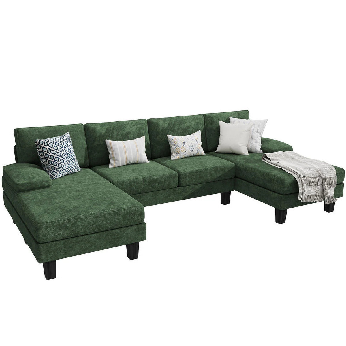 Gray Chenille 4 Seat Sectional Sofa with Chaise J331178