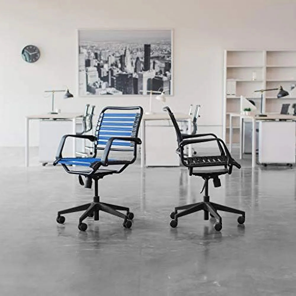 Black Adjustable Rolling Office Chair with Bungie Straps J599464