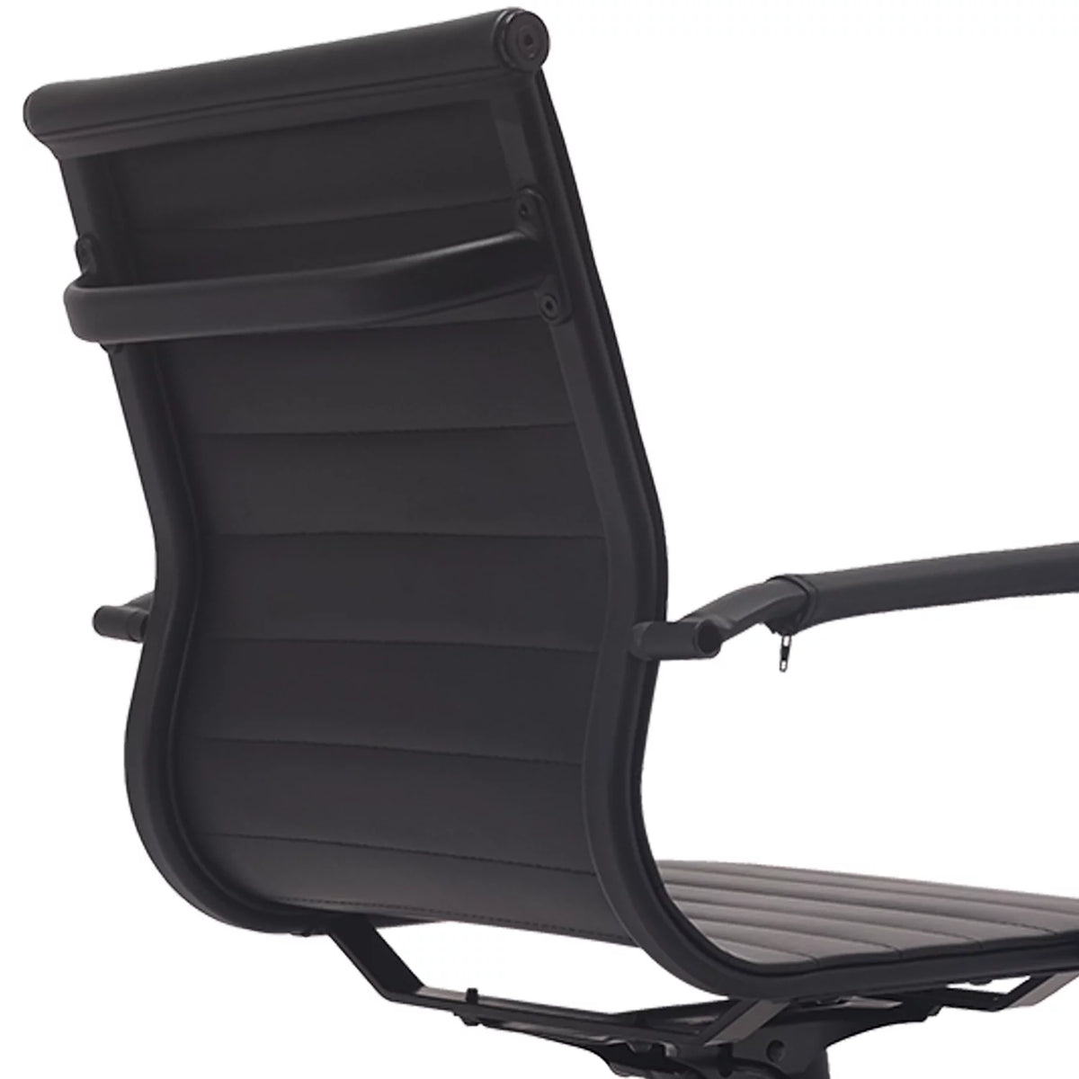 Mid Century Black PU Leather Office Chair with Arms and Wheels W7659