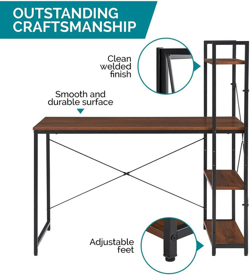 Brown Computer Desk with Shelves J3876