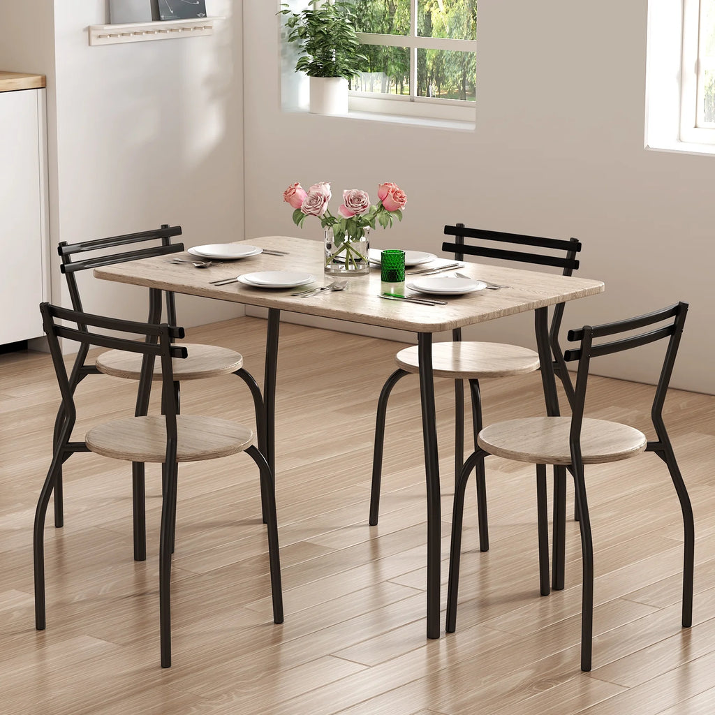5-Piece Kitchen Table and Chairs for 4 Metal Frame X11072