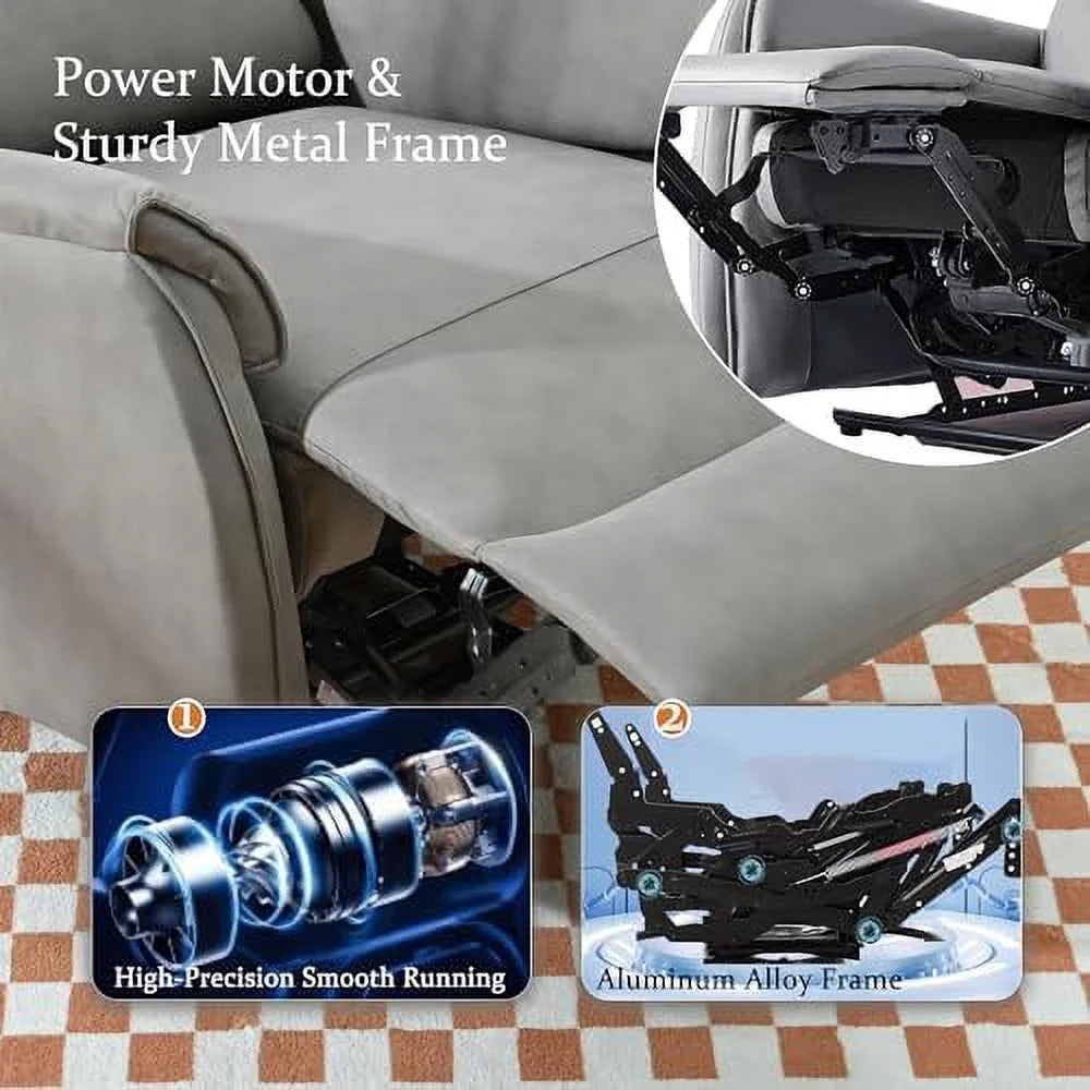 Dark Gray Leather Fabric Power Recliner Chair with USB Port F889