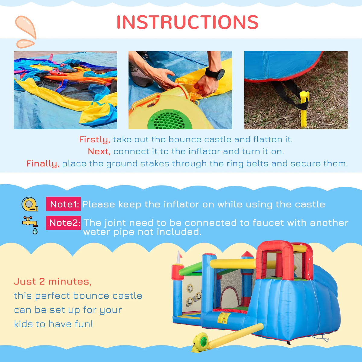6-in-1 Inflatable Water Slide Bounce House F57920