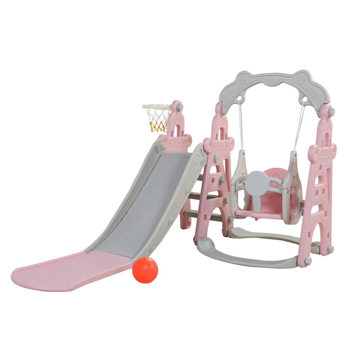5 in 1 Slide and Swing Playing Set with 2 Basketball Hoops N621234