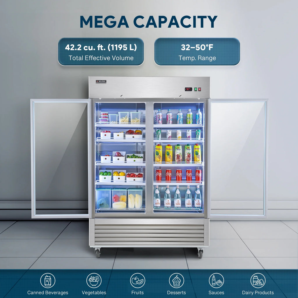 54" 2 Glass Door Display Refrigerator with 42.2 cu. ft. Capacity X95739