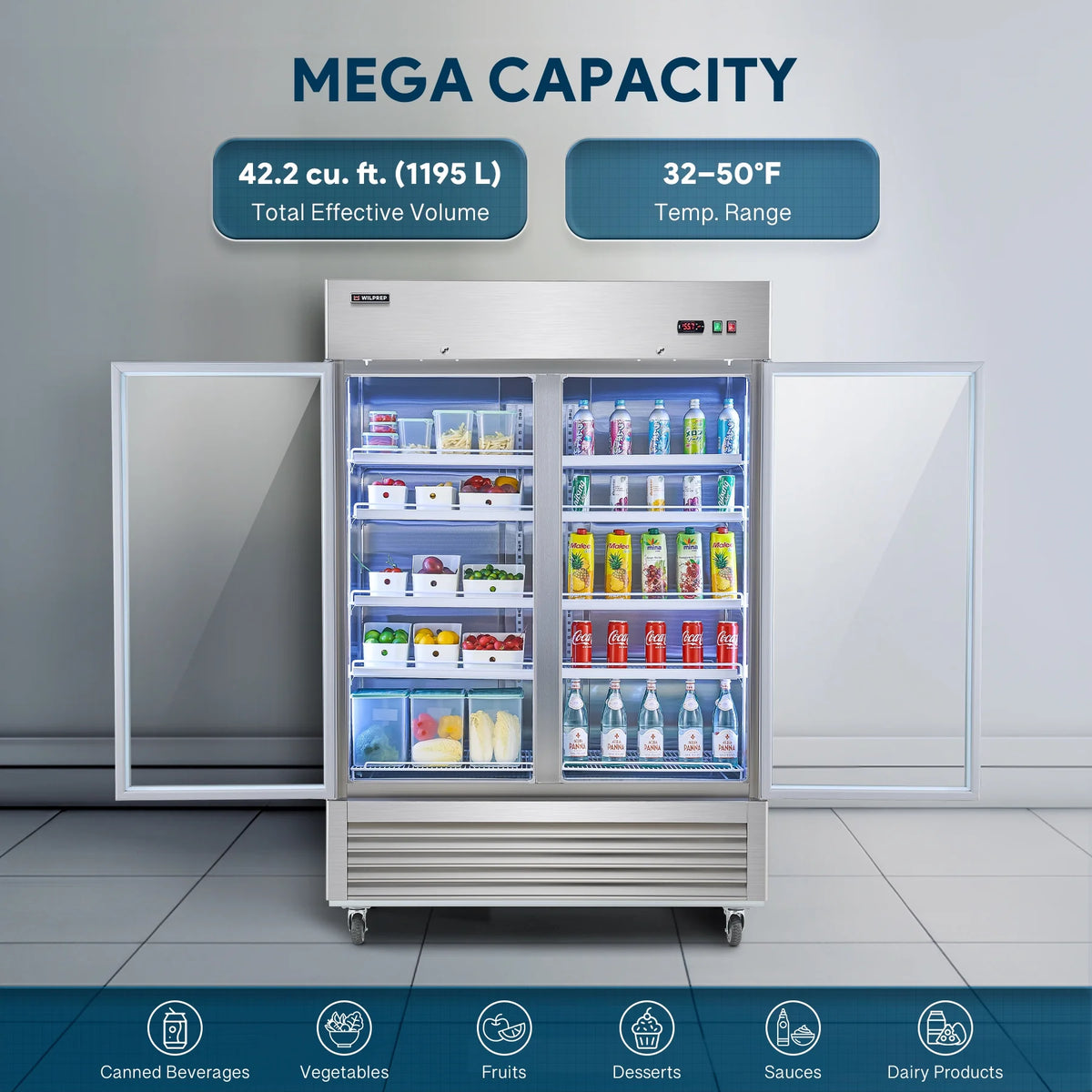 54" 2 Glass Door Display Refrigerator with 42.2 cu. ft. Capacity X95739
