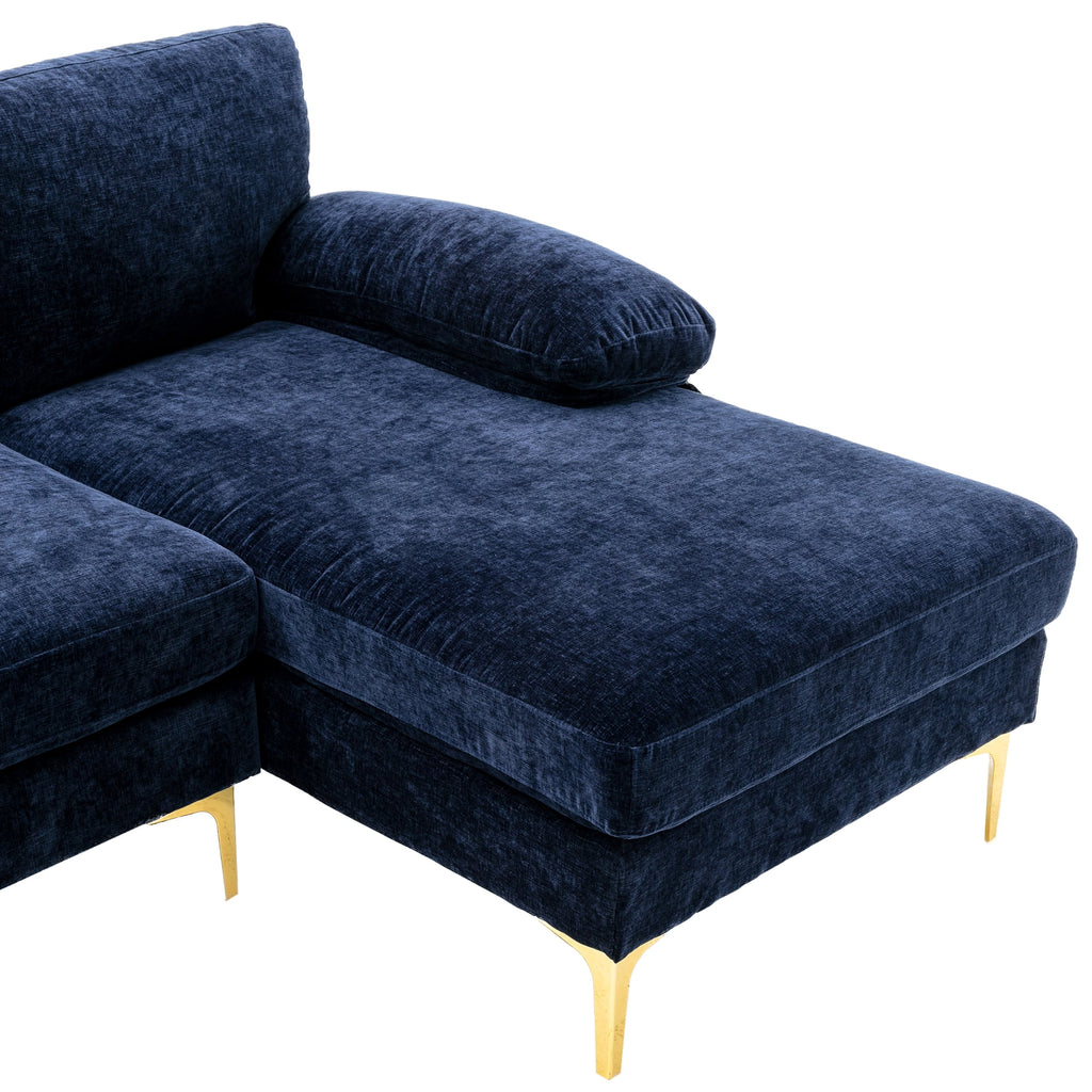 Navy Blue 4-piece U Shaped Fabric Sectional Sofa C41946