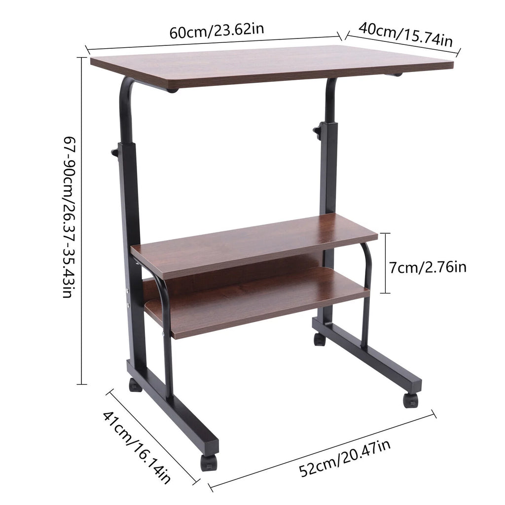 Brown Mobile Standing Desk with Wheels V878484