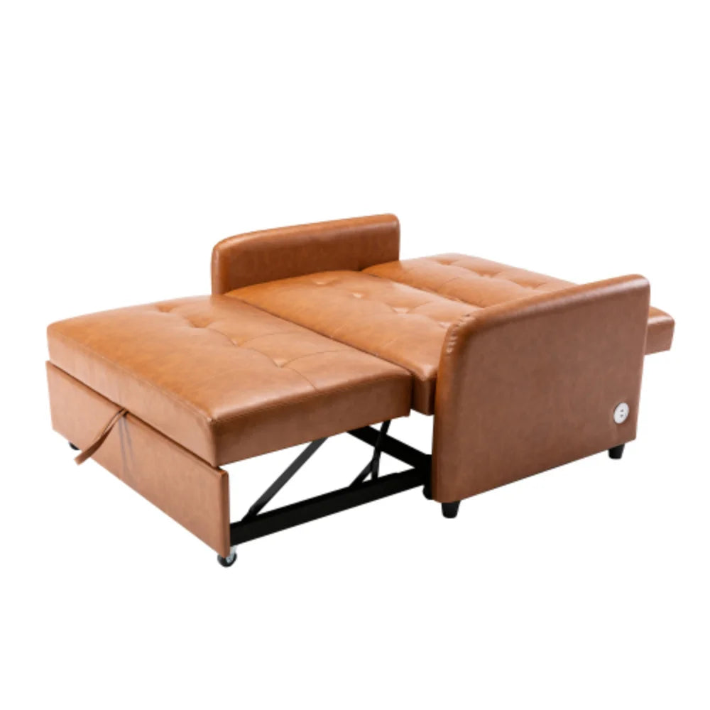 51" Convertible Sleeper Bed, Adjustable Oversized Armchair with Dual USB Ports P9965