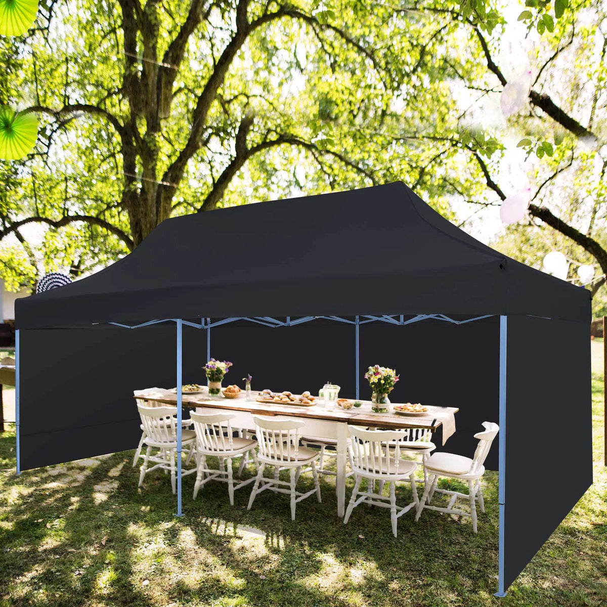 10'x20' Pop Up Canopy Tent with Sidewalls, Black S53576
