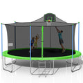 16 FT Trampoline with Basketball Hoop, Enclosure, Waterproof Mat and Ladder S8030