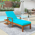 Solid Wood Chaise Lounge with Cushion, Wheels and Cup Table N19769