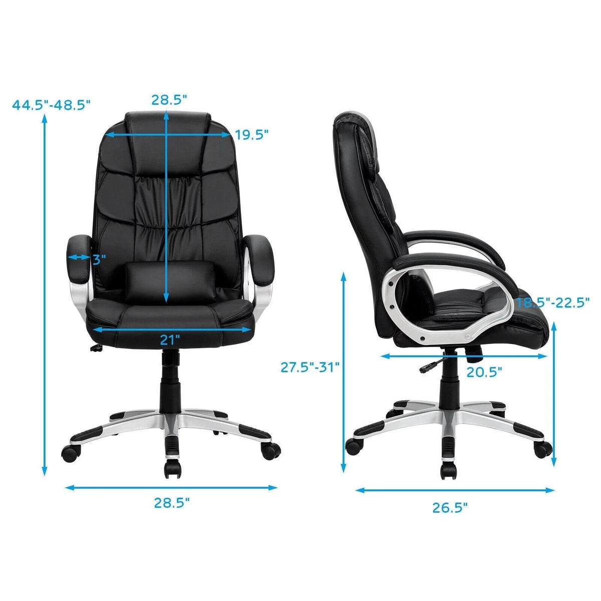 Black Ergonomic High Back Leather Office Chair X6885