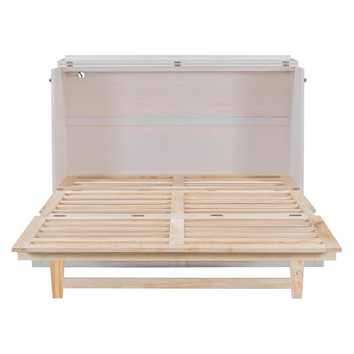 Queen Murphy Bed with Storage Drawers and Charging Station, White R22068