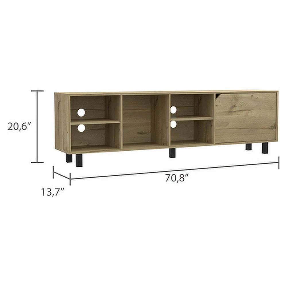 Light Oak TV Stand with Four Open Shelves M543