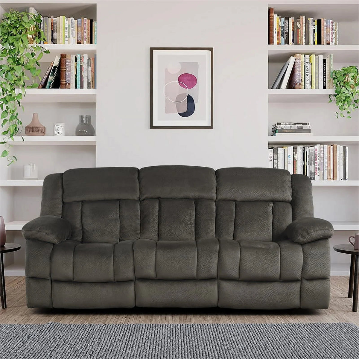 90" Microfiber Double Reclining Sofa F112