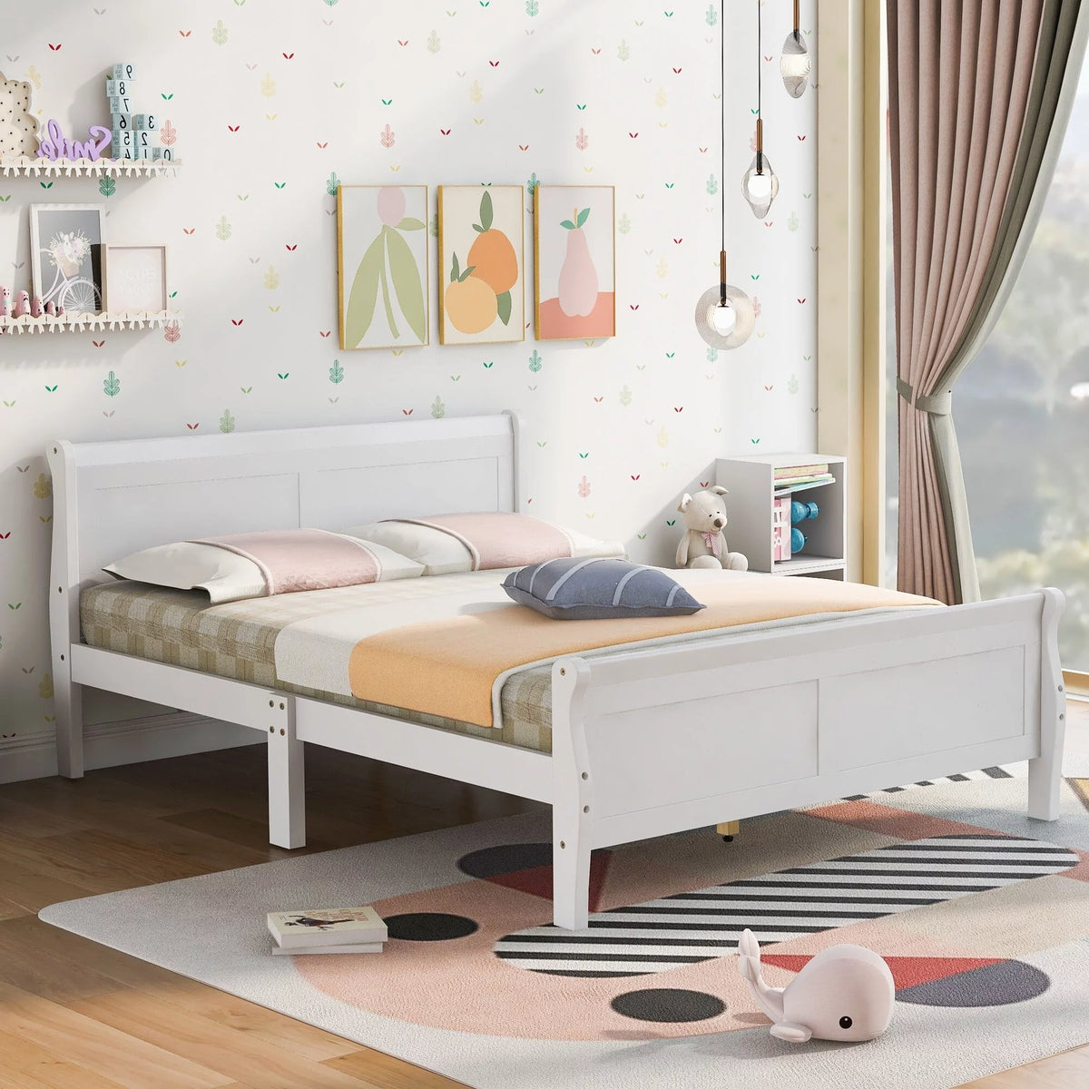 Wood Frame Sleigh Bed with Footboard Espresso Queen T442613
