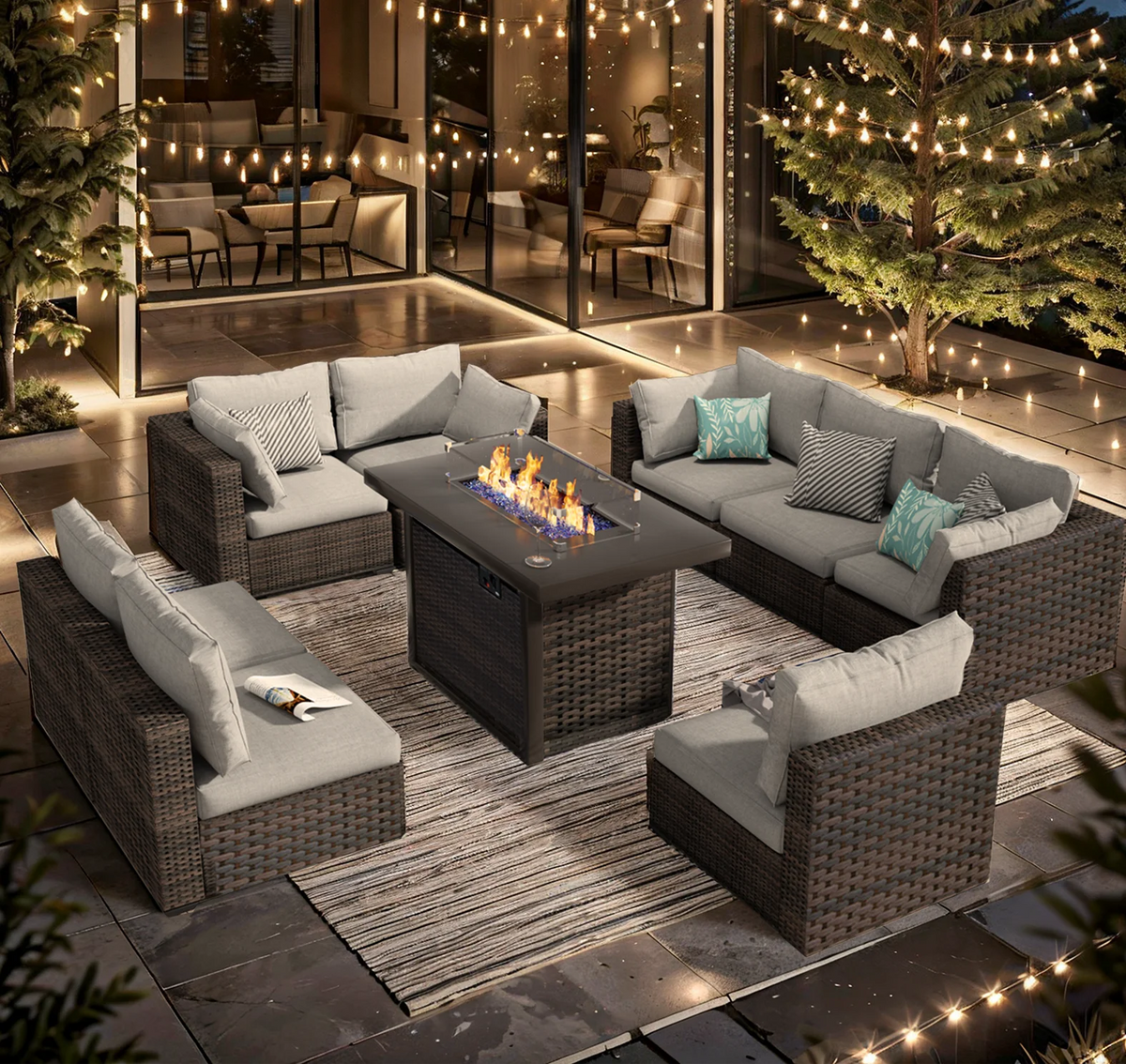 9 Pieces PE Wicker Rattan Outdoor Sofa Set Y911030