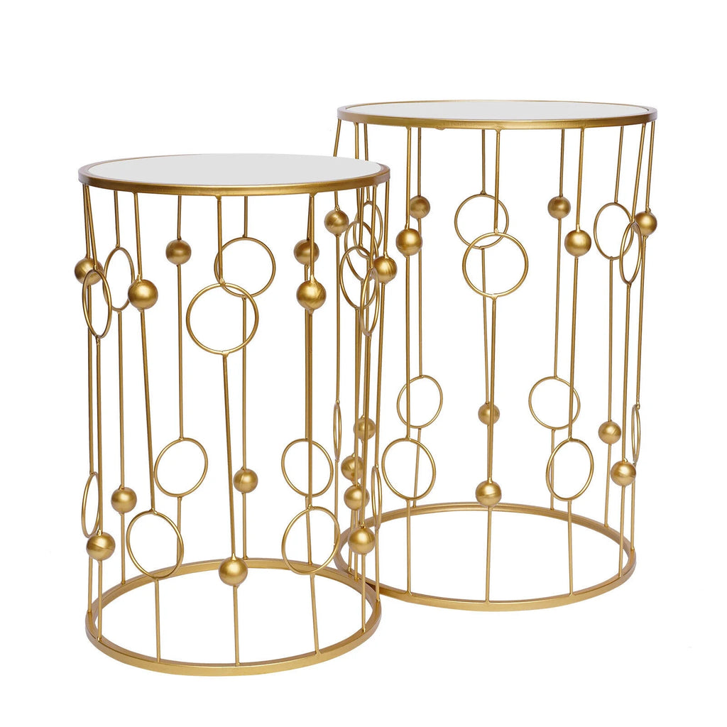 Set of 2 Round Glass Top Nesting Tables X791645