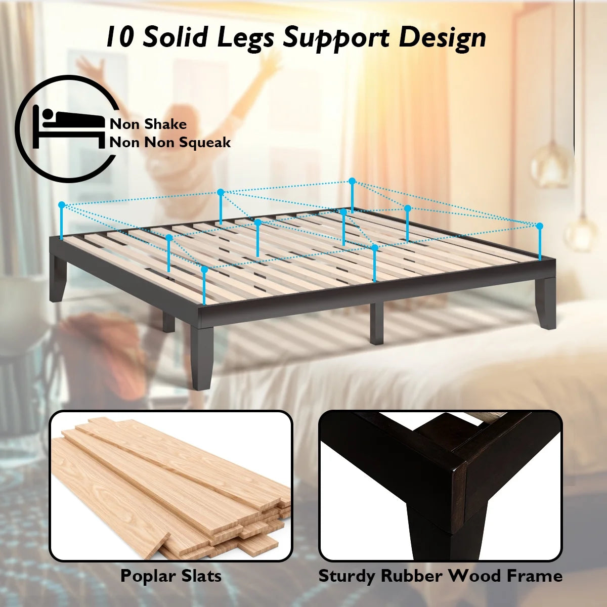 King Size 14'' Wooden Bed Frame Y8125