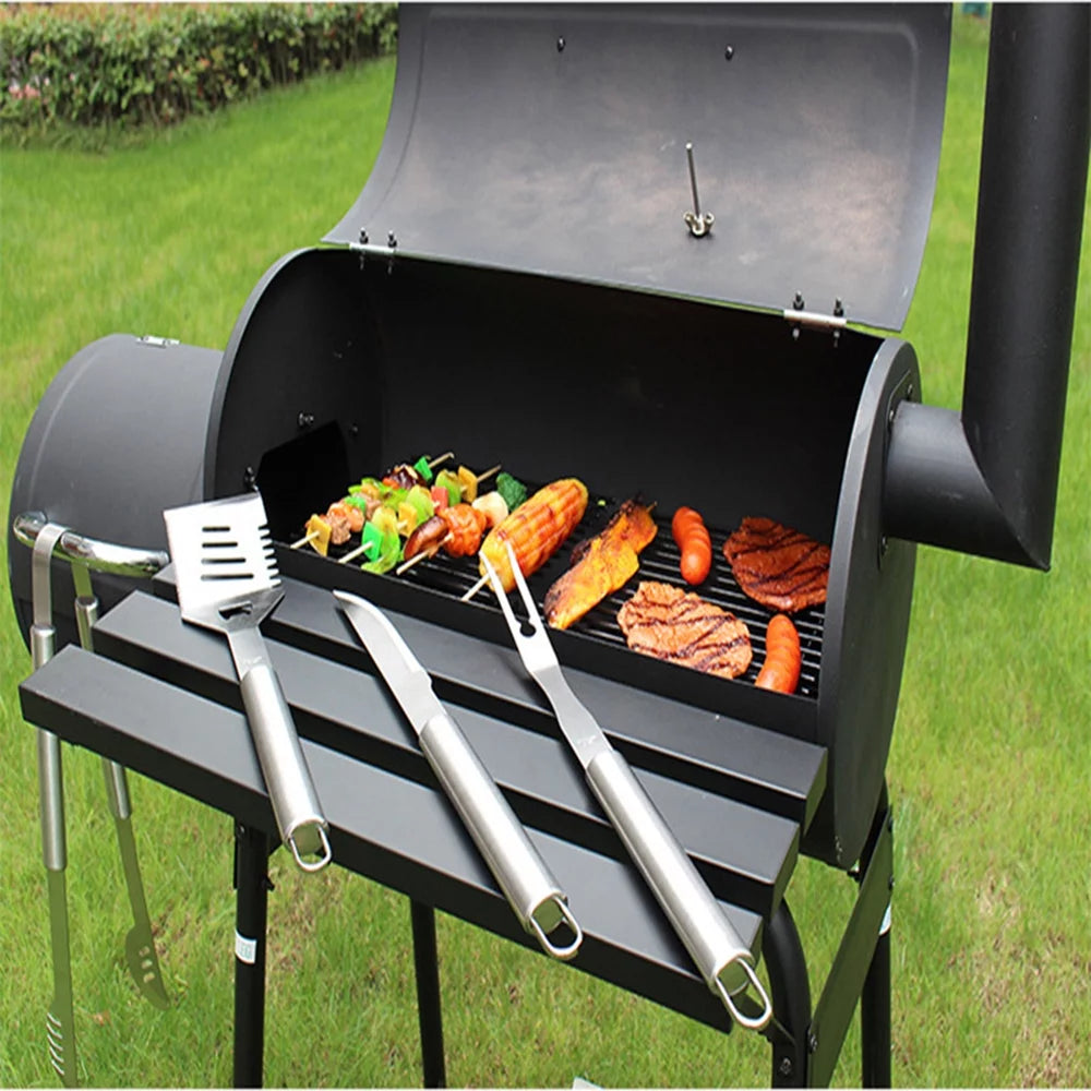30" BBQ Charcoal Grill Offset Smoker with Cover E29664